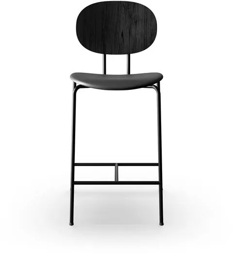 Sibast Furniture Piet Hein Barhocker Schwarz in Schwarzeiche und Schwarzes Leder