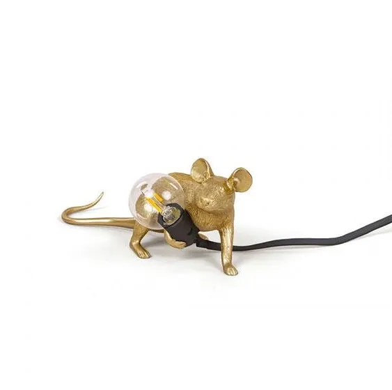 Seletti Mouse Lop Liegende Tischlampe Gold