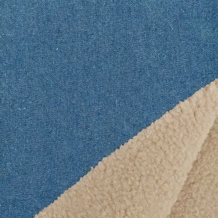 Denimstoff mit Fell 150cm 007 - Blau