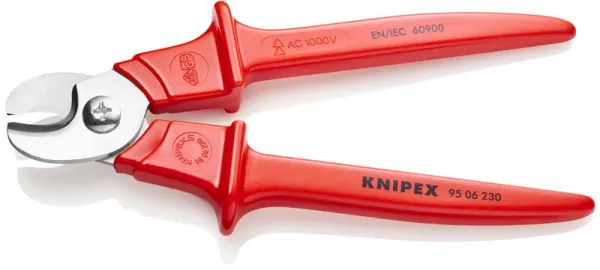 Knipex Kabelschneider mit kunststoffbeschichteten isolierten Griffen, kunststoffbeschichtet, VDE-geprüft 230 mm