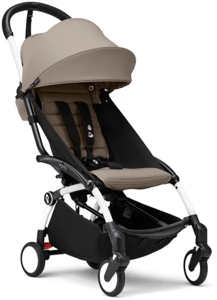 YOYO³ Kinderwagen - Taupe auf weißem Gestell