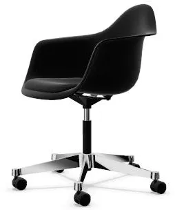 Vitra Eames Plastic PACC Bürostuhl mit gepolstertem Sitz und gepolstertem Basismodell in Braun/Dunkelbraun