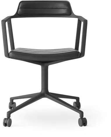 Vipp 452 Drehbarer Sessel aus Leder mit braunem Mauerleder