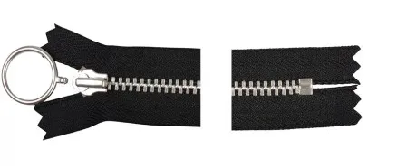 YKK Reißverschluss Aluminium Fest m/Ring 25cm 4mm Schwarz