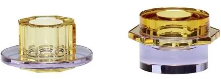 Hübsch Kiosk Kerzenhalter Bernsteinfarben/Lila Set aus 2