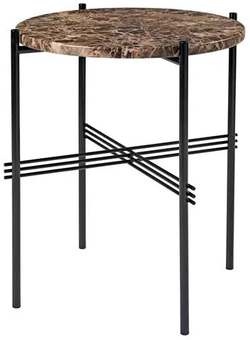 GUBI TS Beistelltisch Rund Ø40 Schwarz/Braun Emperador Marmor