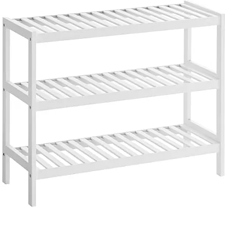 SONGMICS Schuhregal, mit 3 Ablagen - weißer Bambus (70x26)