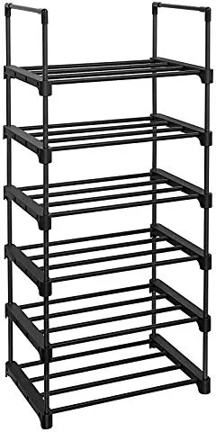 SONGMICS Schuhregal, mit 6 Ablagen - schwarzes Eisen