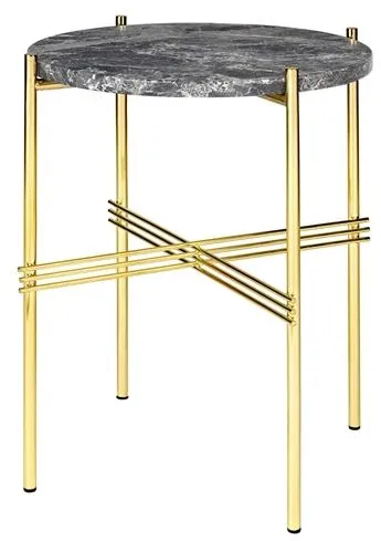 GUBI TS Beistelltisch Rund Ø40 Messing/Grauer Emperador-Marmor