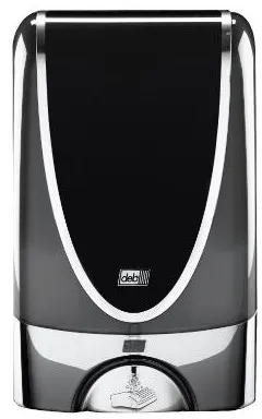Deb Stoko Spender, berührungslos, aus schwarzem Kunststoff mit Chromkante, 1,2 L