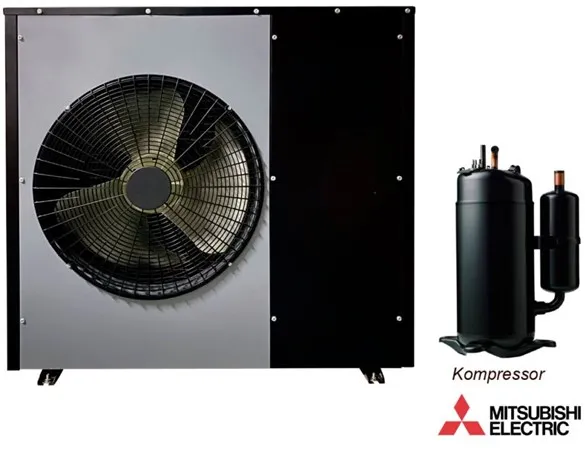 Andersen Electric Nordic One Luft-Wasser-Wärmepumpe mit WiFi, 12kW, Schwarz